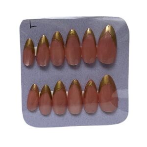 Pink and Gold Press-On Nails Large